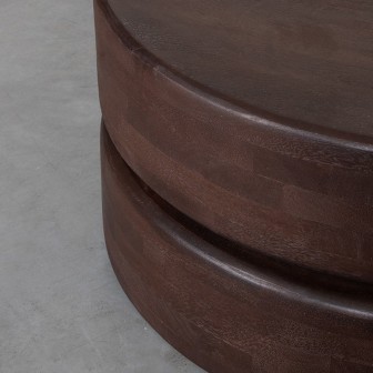 Salontafel Milly - Espresso - Mangohout - 70 cm - Rond