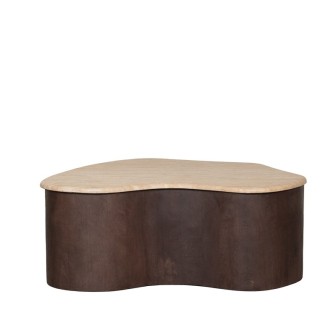 Salontafel Davi - Espresso - Travertin - 80 cm
