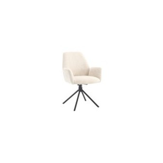 Eetkamerstoel Donatello - Touch Ivory 02 Metal black - 180 Draaibaar