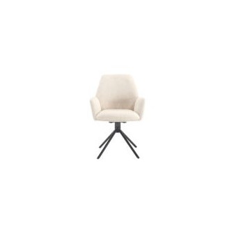 Eetkamerstoel Donatello - Touch Ivory 02 Metal black - 180 Draaibaar