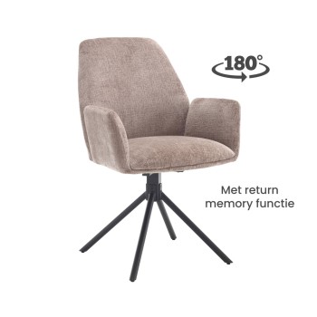 Eetkamerstoel Donatello - Touch Taupe 04 Metal black - 180 Draaibaar