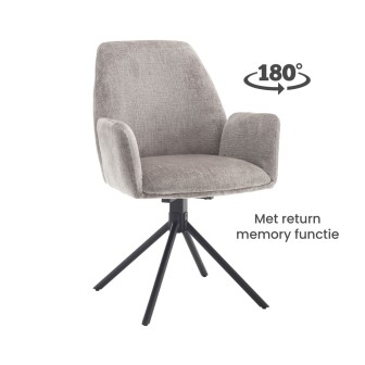 Eetkamerstoel Donatello - Touch Light Grey 27 Metal black - 180 Draaibaar