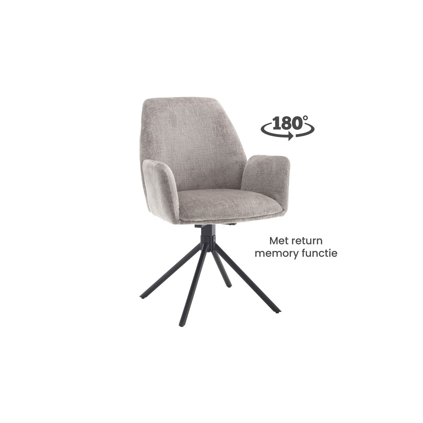 Eetkamerstoel Donatello - Touch Light Grey 27 Metal black - 180 Draaibaar