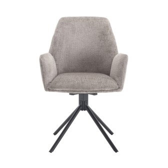 Eetkamerstoel Donatello - Touch Light Grey 27 Metal black - 180 Draaibaar