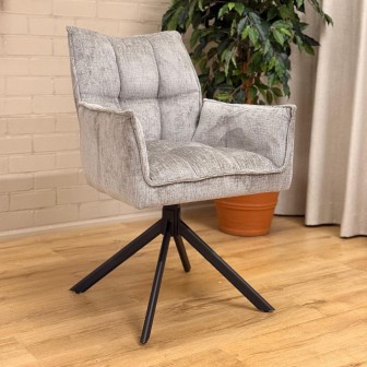 Eetkamerstoel Dynasty - Touch Light Grey 27 Metal black - 180 Draaibaar