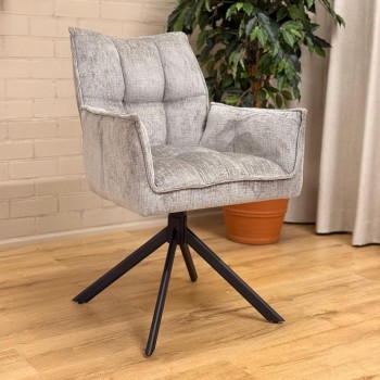 Eetkamerstoel Dynasty - Touch Light Grey 27 Metal black - 180 Draaibaar