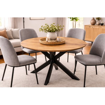 Eetkamertafel Vaals 115 cm rond | Verjongd blad | Spinpoot 