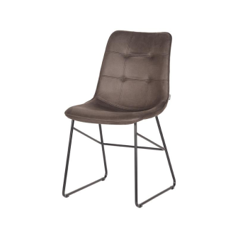 Eetkamerstoel Slim - Antraciet - Microfiber - Black Frame