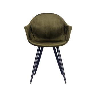 Eetkamerstoel Forli - Army green - Fluweel - Black Frame