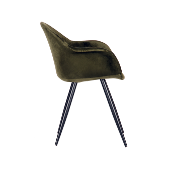 Eetkamerstoel Forli - Army green - Fluweel - Black Frame