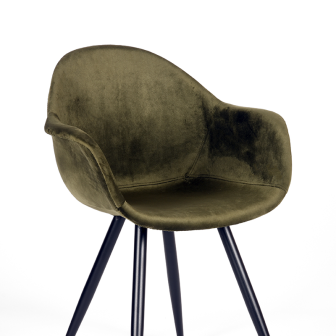 Eetkamerstoel Forli - Army green - Fluweel - Black Frame