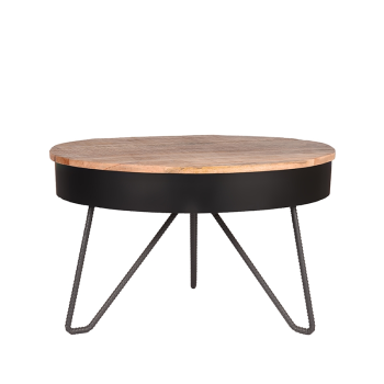 Salontafel Saria - Zwart - Mangohout - Rond - 80 cm