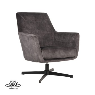 Fauteuil Toby - Antraciet - Velours - One Size