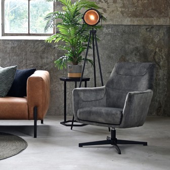Fauteuil Toby - Antraciet - Velours - One Size