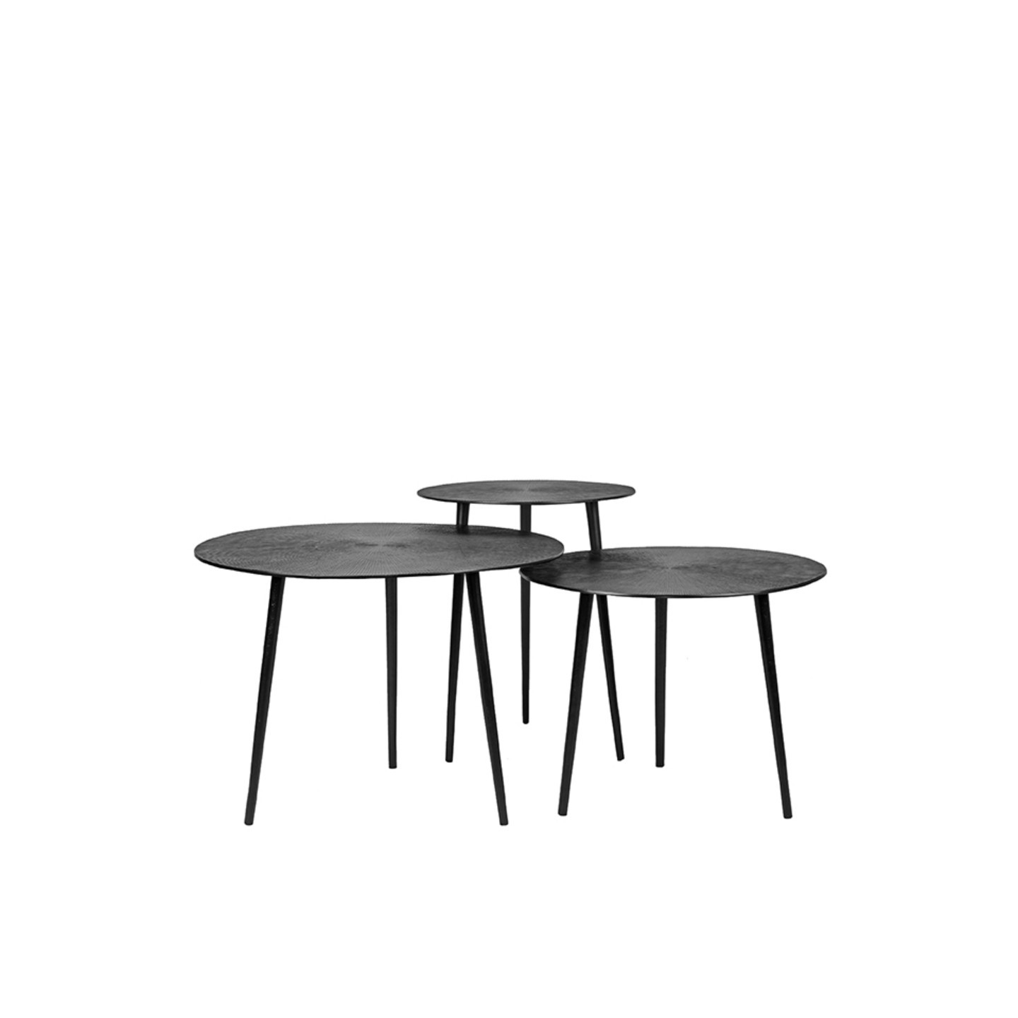 Salontafel Set Nobby - Zwart - Metaal - 60 cm - Rond