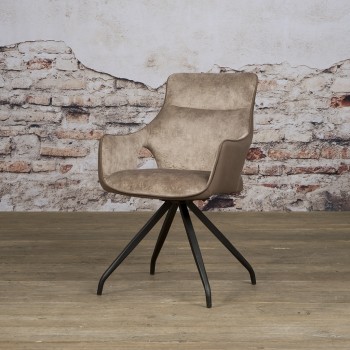 Nola armchair - Brown velvet  / Brown 