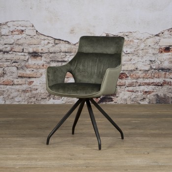 Nola armchair - Green velvet  / Green fabric 