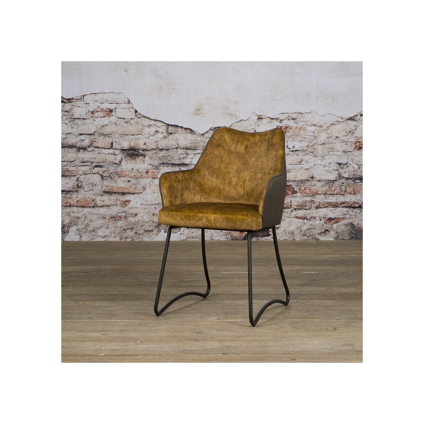 Garda armchair - Yellow velvet / fabric antrac