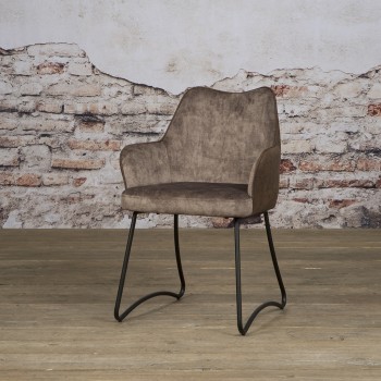 YB-CHAIR Garda armchair - Brown velvet / fabric brown