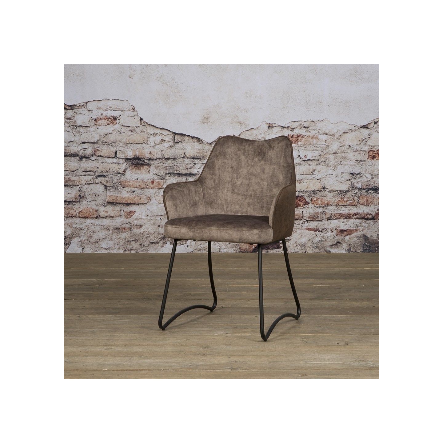 YB-CHAIR Garda armchair - Brown velvet / fabric brown