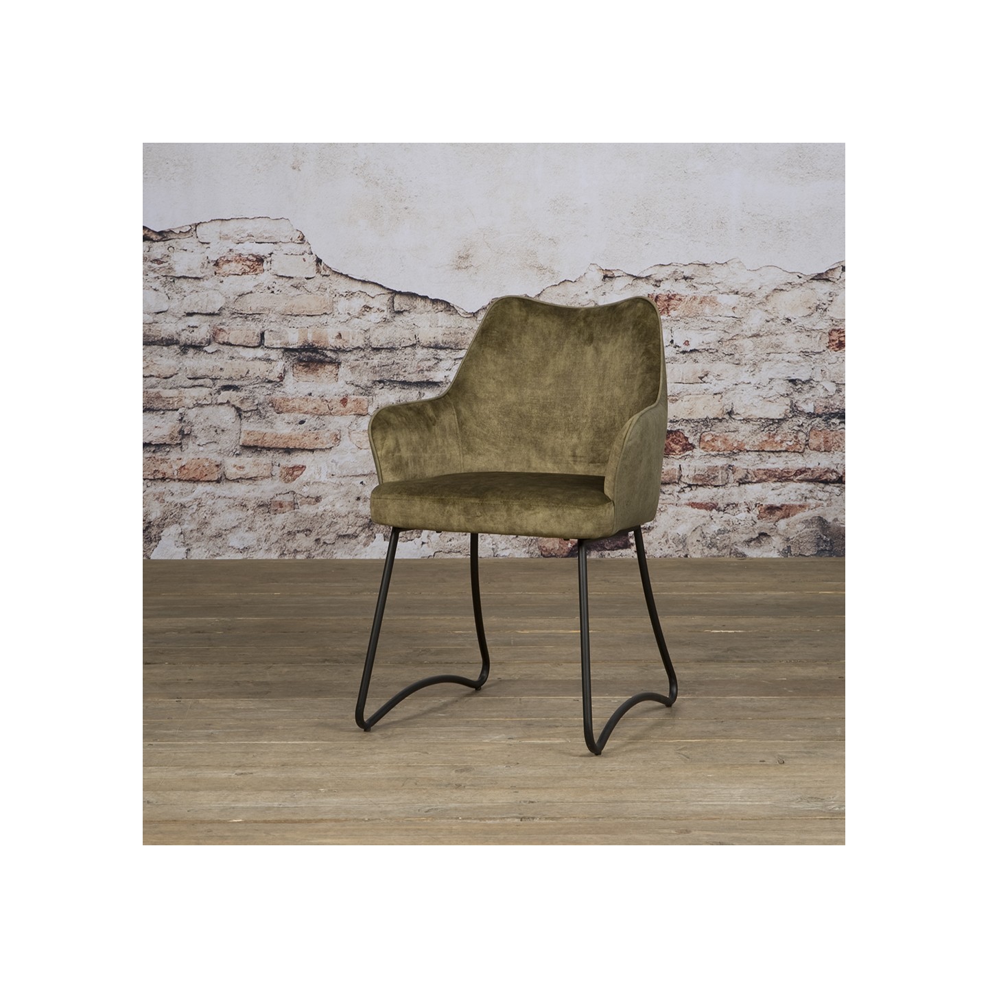 Garda armchair - Green velvet / fabric green