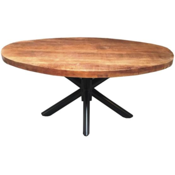 Eettafel Mangohout | Ovaal Vlak | O-Spinpoot | 180 x 95 cm