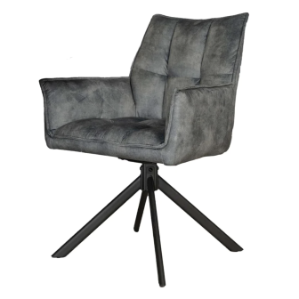 Eetkamerstoel Dani Velvet | Blue | Met armleuning