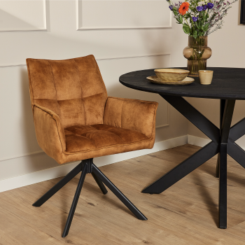 Eetkamerstoel Dani Velvet | Gold | Met armleuning