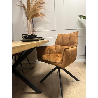 Eetkamerstoel Dani Velvet | Gold | Met armleuning