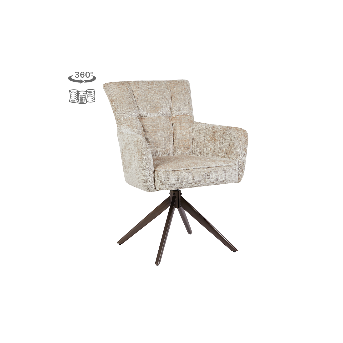 Bardi Eetkamerstoel | Met armleuning | Cremona 14 beige |  Poot Anodic Brown (draaibaar)