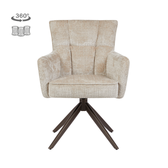 Bardi Eetkamerstoel | Met armleuning | Cremona 14 beige |  Poot Anodic Brown (draaibaar)