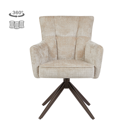 Bardi Eetkamerstoel | Met armleuning | Cremona 14 beige |  Poot Anodic Brown (draaibaar)