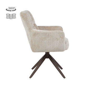 Bardi Eetkamerstoel | Met armleuning | Cremona 14 beige |  Poot Anodic Brown (draaibaar)
