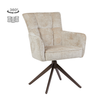Bardi Eetkamerstoel | Met armleuning | Cremona 14 beige |  Poot Anodic Brown (draaibaar)
