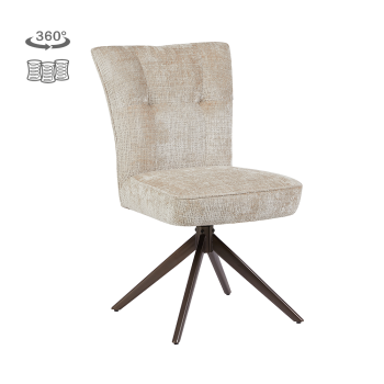 Bardi Eetkamerstoel | Zonder armleuning | Cremona 14 Beige | Poot Anodic Brown (draaibaar)