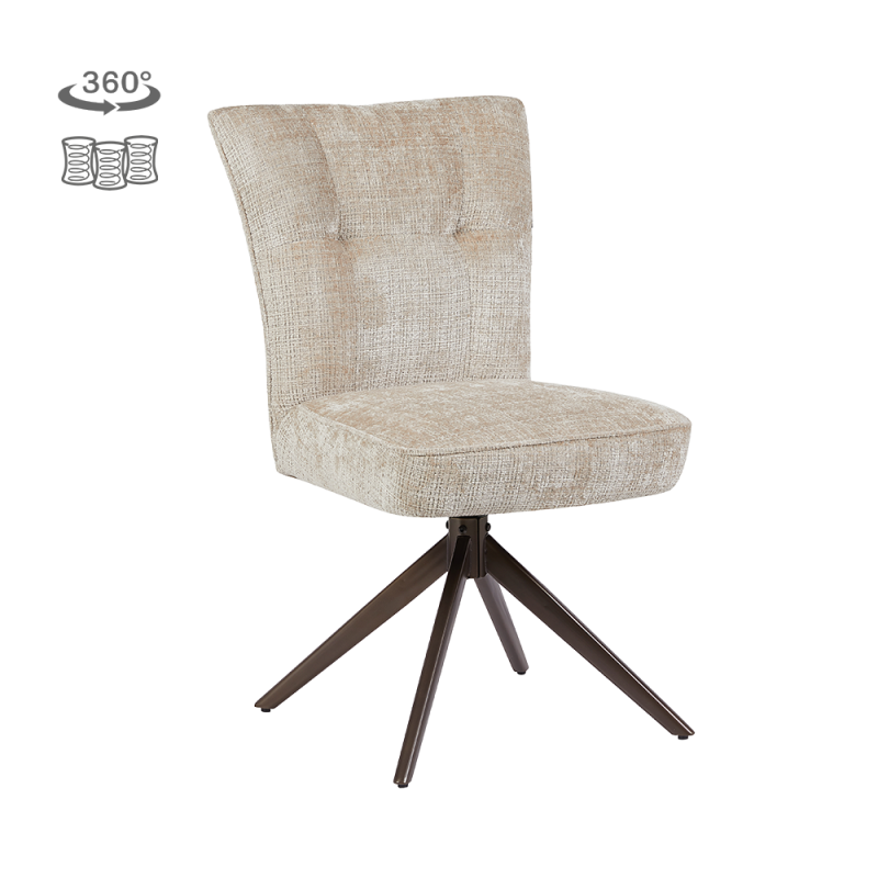 Bardi Eetkamerstoel | Zonder armleuning | Cremona 14 Beige | Poot Anodic Brown (draaibaar)