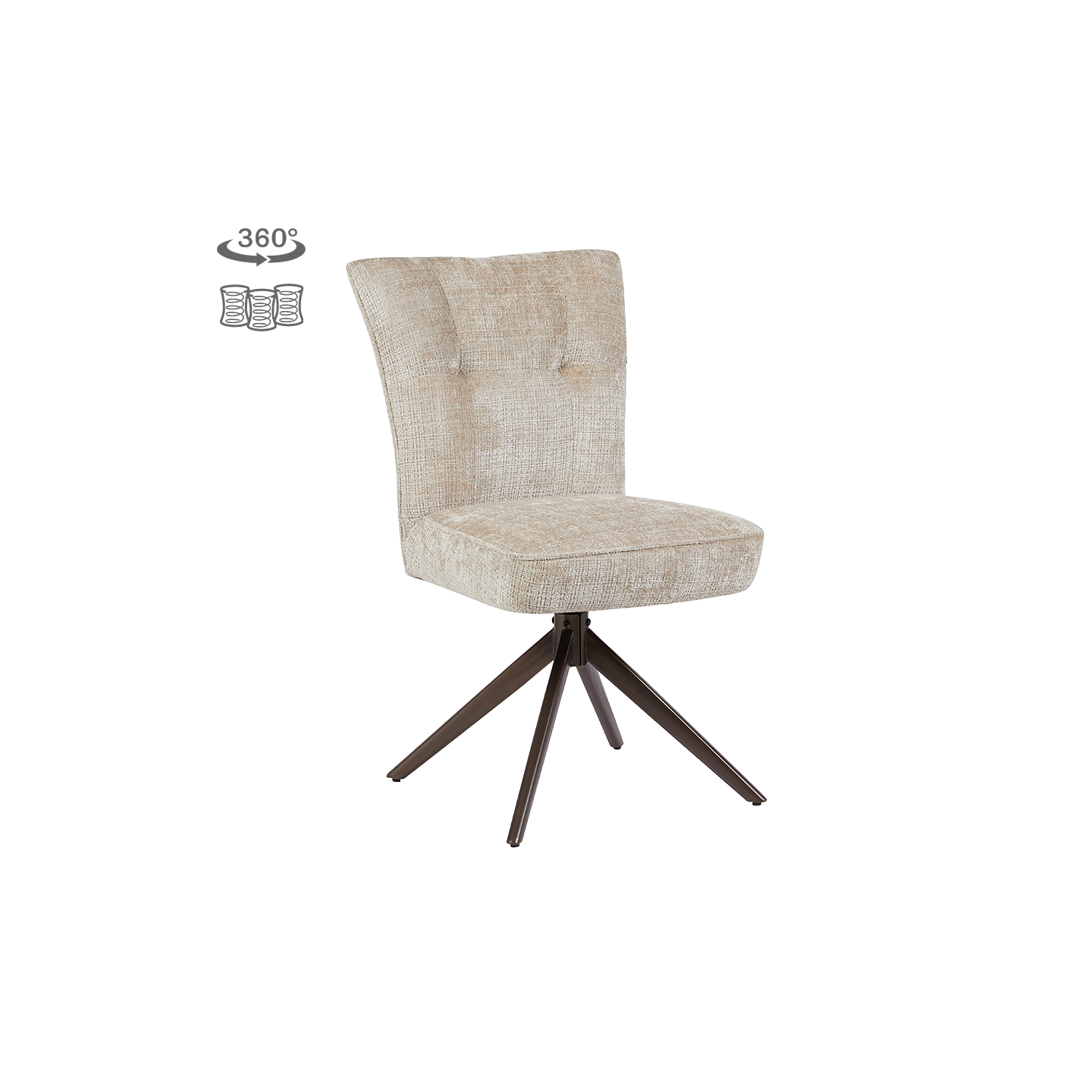 Bardi Eetkamerstoel | Zonder armleuning | Cremona 14 Beige | Poot Anodic Brown (draaibaar)