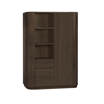 Wandkast Milou | 1 deurs/3 la/3 open vak | Lamulux Brown oak