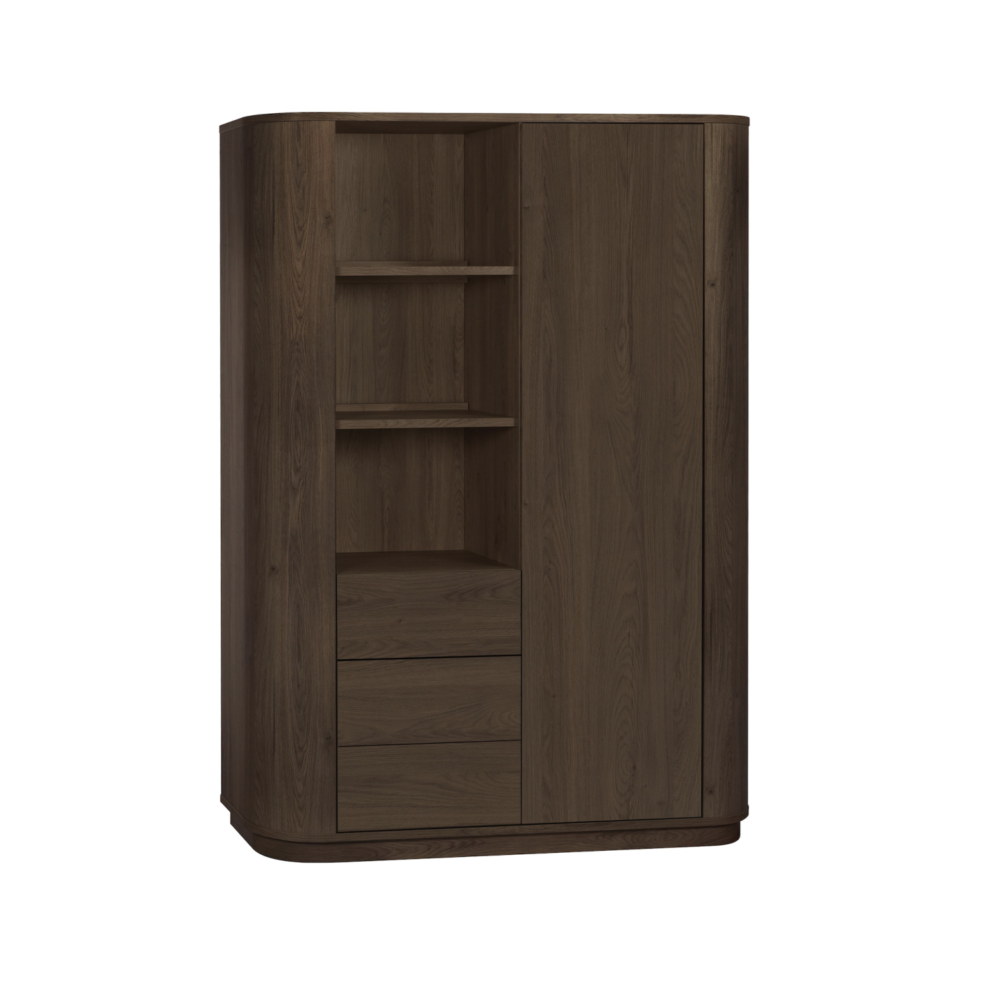 Wandkast Milou | 1 deurs/3 la/3 open vak | Lamulux Brown oak