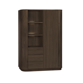 Wandkast Milou | 1 deurs/3 la/3 open vak | Lamulux Brown oak