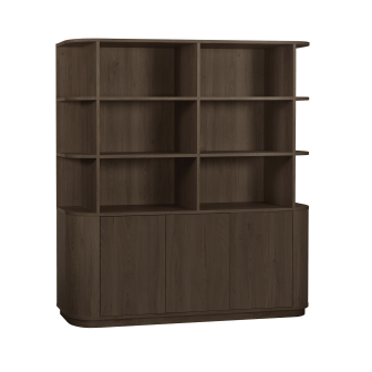 Wandkast Milou | 3 deurs/6 open vak | Lamulux Brown oak