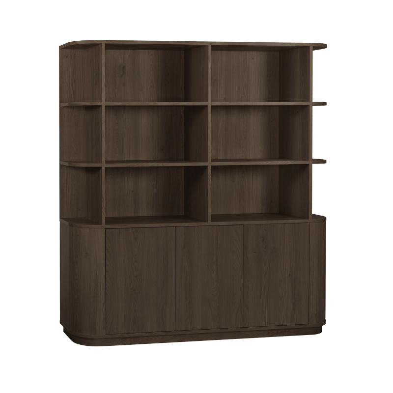 Wandkast Milou | 3 deurs/6 open vak | Lamulux Brown oak Wandkast Milou | 3 deurs/6 open vak | Lamulux Brown oak