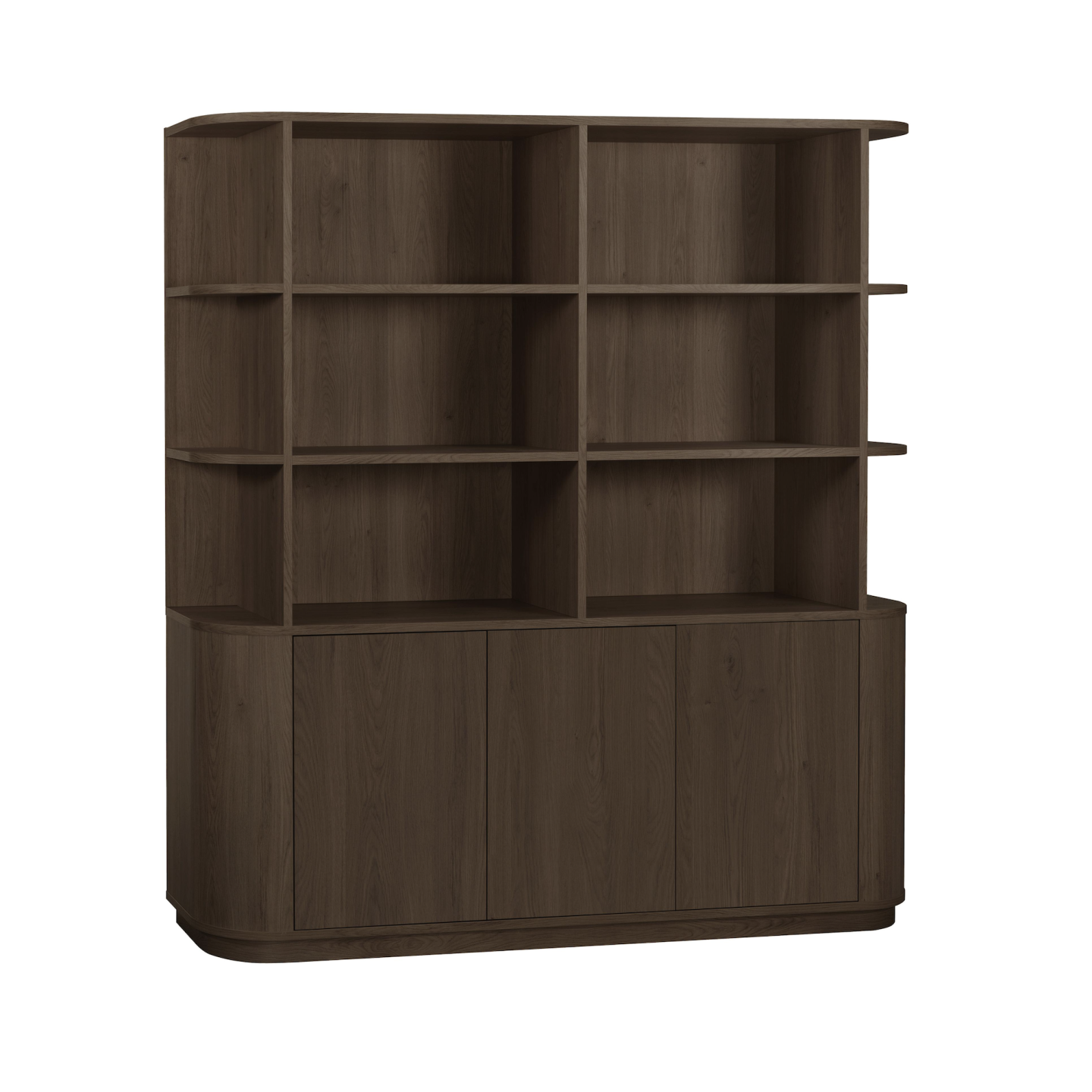 Wandkast Milou | 3 deurs/6 open vak | Lamulux Brown oak
