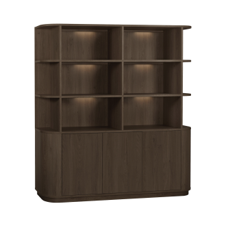 Wandkast Milou | 3 deurs/6 open vak | Lamulux Brown oak