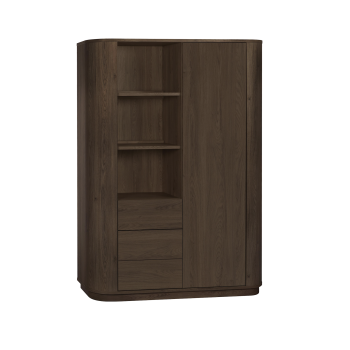 Wandkast Milou | 1 deurs/1 la/4 open vak | Lamulux Brown oak