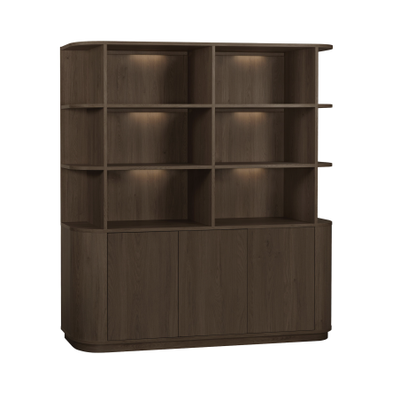 Wandkast Milou | 3 deurs/6 open vak | Lamulux Brown oak