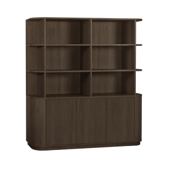 Wandkast Milou | 3 deurs/6 open vak | Lamulux Brown oak