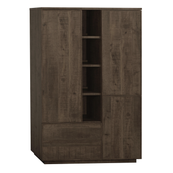 Wandkast Monique | 2 deurs/3 laden/4 open | Lamulux Dark Mango